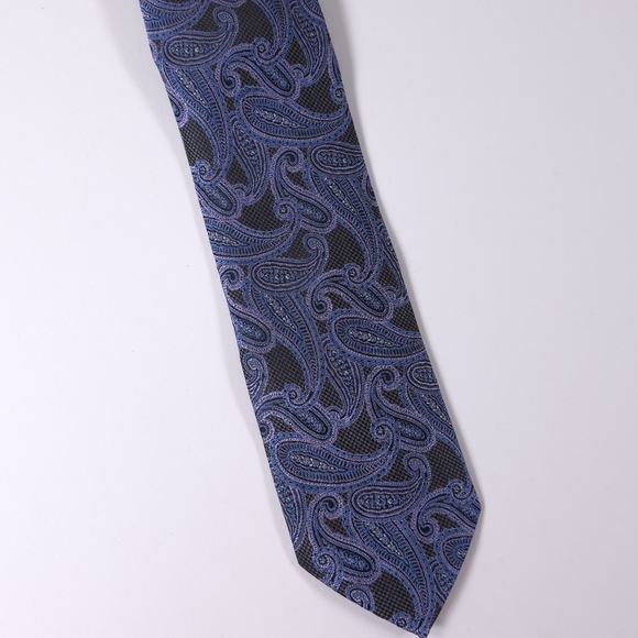 PRONTO UOMO Platinum Men's 100% Silk Necktie Designer PAISLEY Purple & Blue NEW - Picture 6 of 12